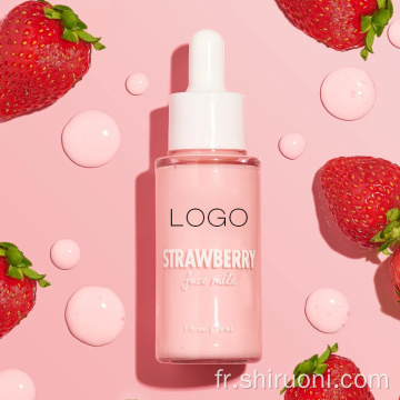 Sérum naturel de lait de visage de peau de blanchiment nourrissant de fraise de marque privée